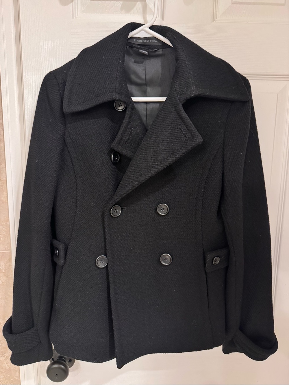 Express Black Double-Breasted Pea Coat